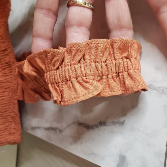 New NSR smocked orange midi ruffled straps sun dress size small - Picture 8 of 12